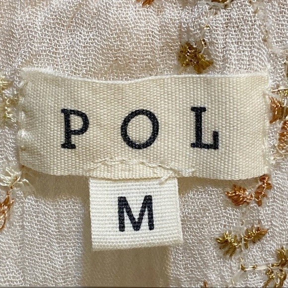 POL Floral Boho Cottagecore Babydoll Embroidered Ruffle Blouse M - Picture 3 of 11